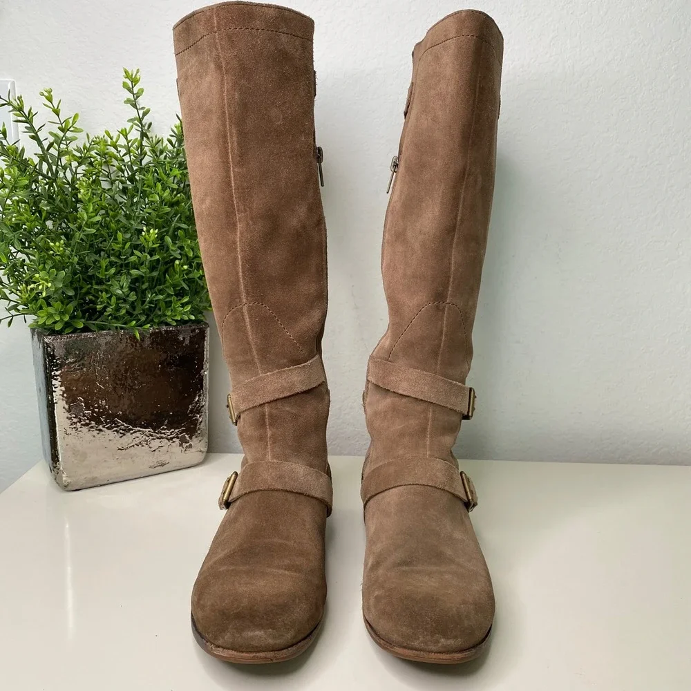 UGG Cydnee Tall Riding Boots Tan Sude Brown Leather Size‎ 9
